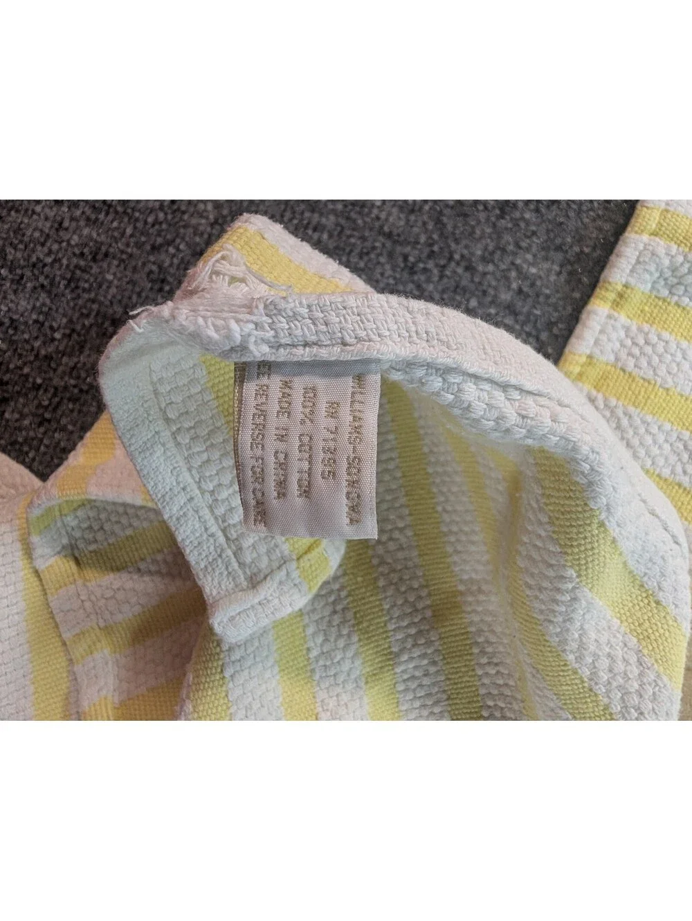 Vintage William Sonoma Set of Two Yellow and White Striped Kitchen Towels